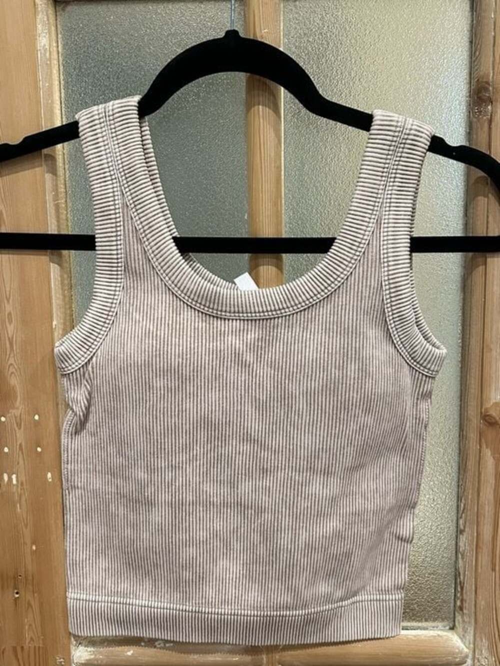 Zenana Ribbed Padded Tank Crop Top - Mocha